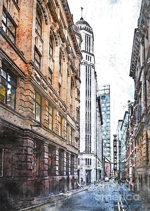 Manchester city watercolor by Justyna Jaszke JBJart Manchester city watercolor by Justyna Jaszke JBJart