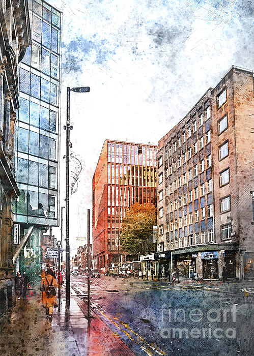 Manchester city watercolor by Justyna Jaszke JBJart Manchester city watercolor by Justyna Jaszke JBJart